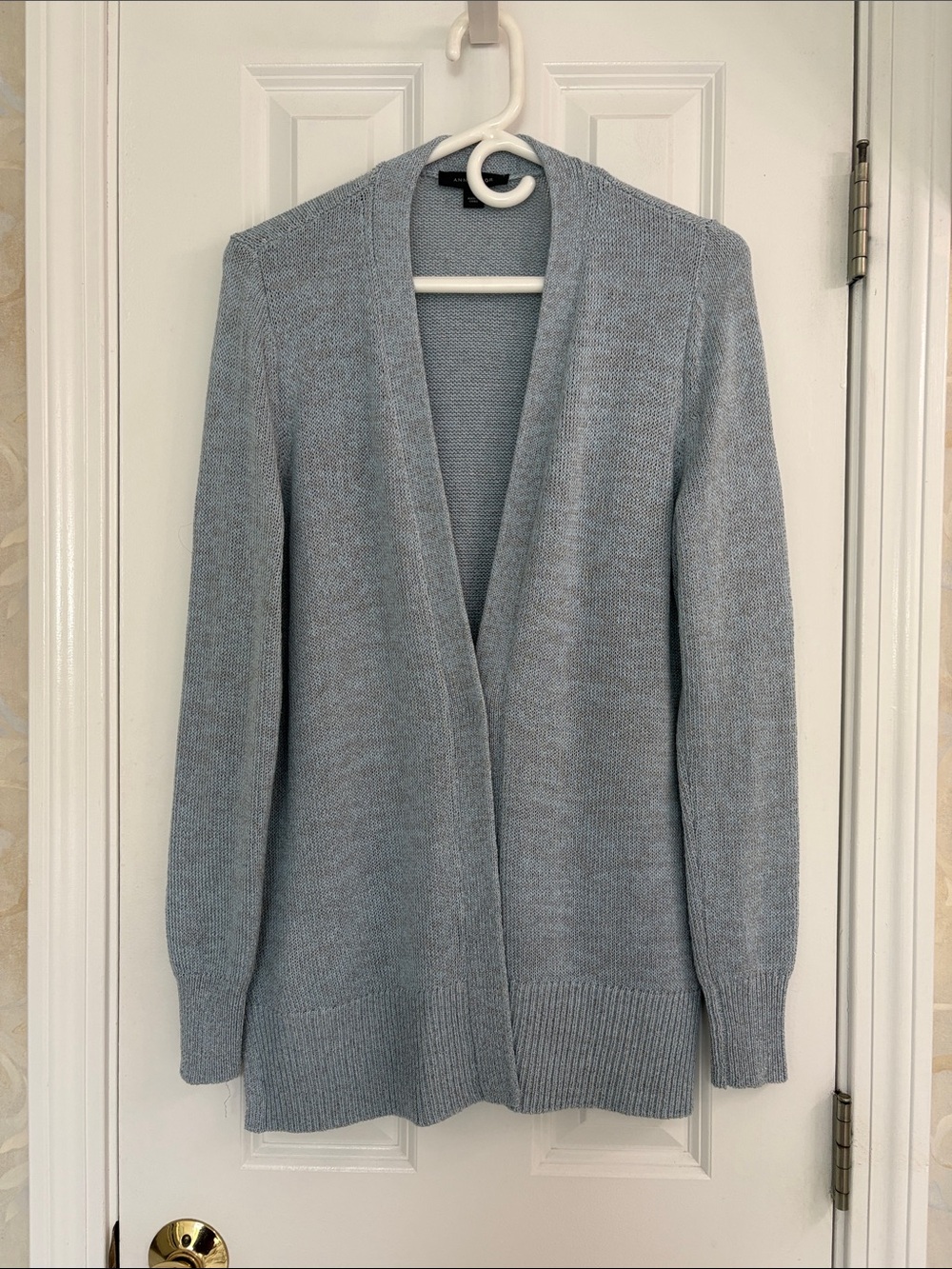 Ann Taylor Light Blue with Metallic Threads Open-Front Sweater Cardigan